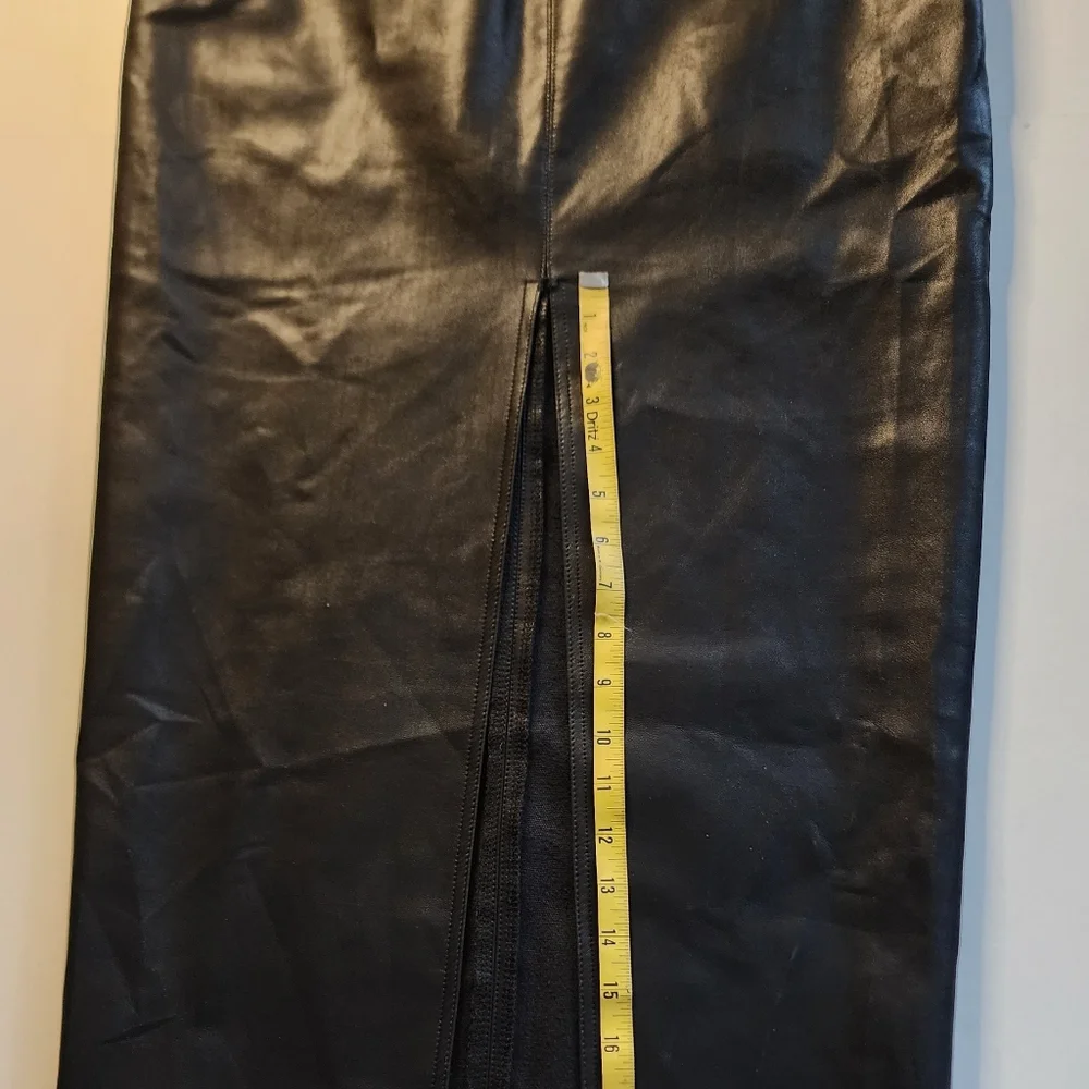 BlackVegan Maxi Leather Skirt - Picture 4 of 11
